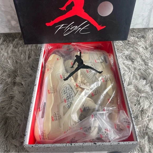 Jordan 4 Retro Off-White Sail 5.5 (W) Off-White Virgil Abloh collab NIB - Picture 12 of 12